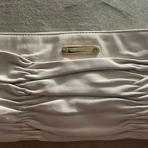 Cream Michael Kors leather clutch